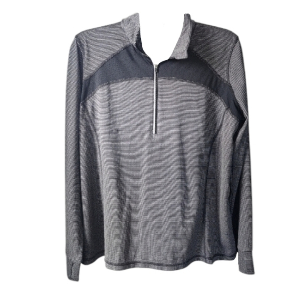 Xersion Slim Fit black/grey striped active long sleeve
